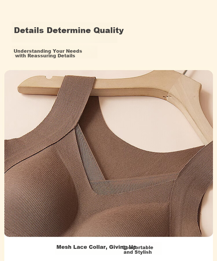 MiiOW Women's Thermal Vest Innerwear with Cashmere and Silk, Padded Camisole, Bra-Free, Fleece-Lined, Thickened, Coffee Color, 2XL 17