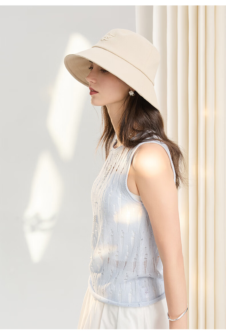 ELLE Waffle Embroidered Fisherman Hat Women's Summer Sun Protection UV Breathable Sunshade Hat Gift 26