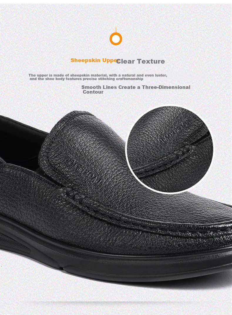 LAORENTOU Men's Shoes, All-Season Business Formal Shoes, Low-Top Shoes, Sheepskin Slip-On Shoes, Polyurethane Sole Lightweight Shoes, LA12046, Black, Size 42 7