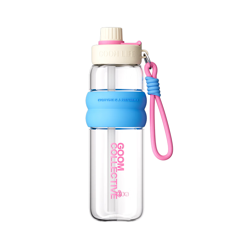 GOOM Large Capacity Lightweight Sports Straw Water Bottle Unisex Fitness Student Portable 850ML White