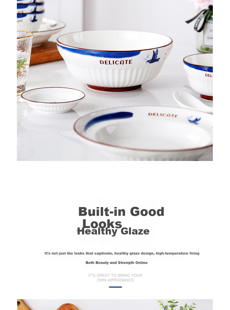 Chuanqi Ceramic Tableware 6-inch Set of 4 Douli Bowls Noodle Bowls Rice Bowls Soup Bowls New White Ceramic 11
