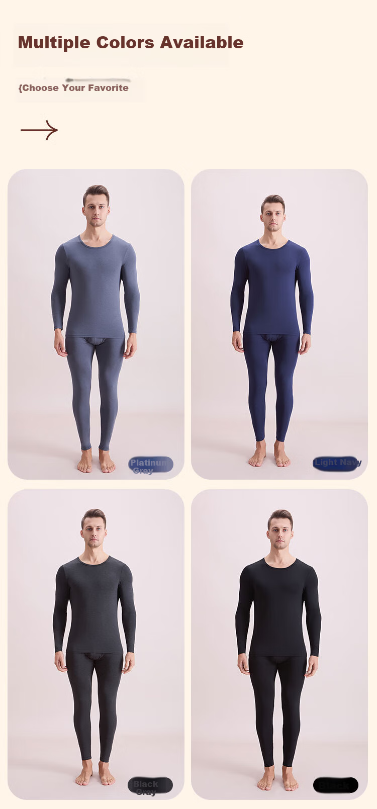 COVER ORANGE Men's Thermal Underwear Winter Set Modal Antibacterial Antistatic High Elasticity Temperature Lock Comfortable 7