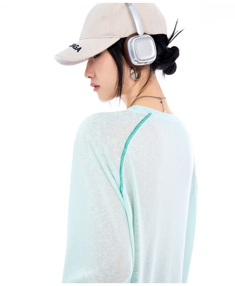 ICH MODE Lyocell Hassu Thread Long Sleeve T-Shirt Physical Sun Protection Cover-Up Women Summer Cooling Loose Top Pink M 22