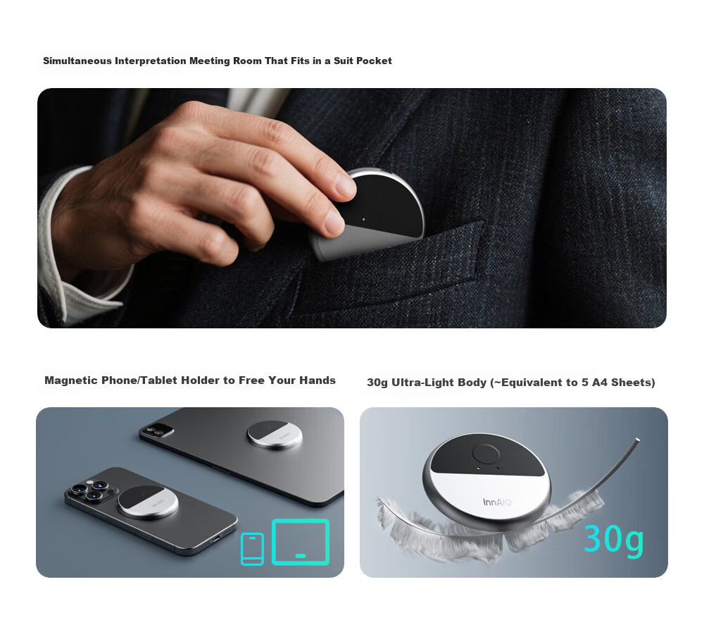 InnAIO Inno AI Key Magnetic Translator T10 [Voice Cloning] Cross-App Simultaneous Multi-Language Real-Time Translator Obsidian Black Portable Travel Essential 19