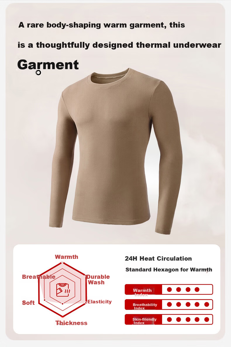 BOPRUIEY Men's Thermal Underwear 10A Antibacterial Breathable Single Top Goose Down Camellia Oil Moisturizing Warm Heating Men's Base Shirt 7