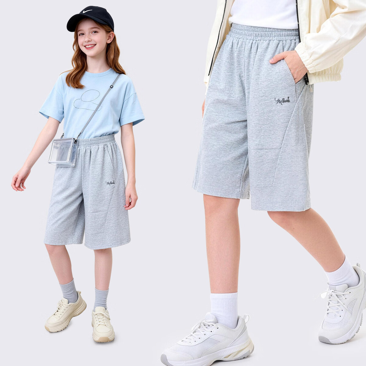Disney Girls Summer Thin New Children's Five-Point Pants Big Kids Teen Casual Shorts 10136 Heather Gray 130