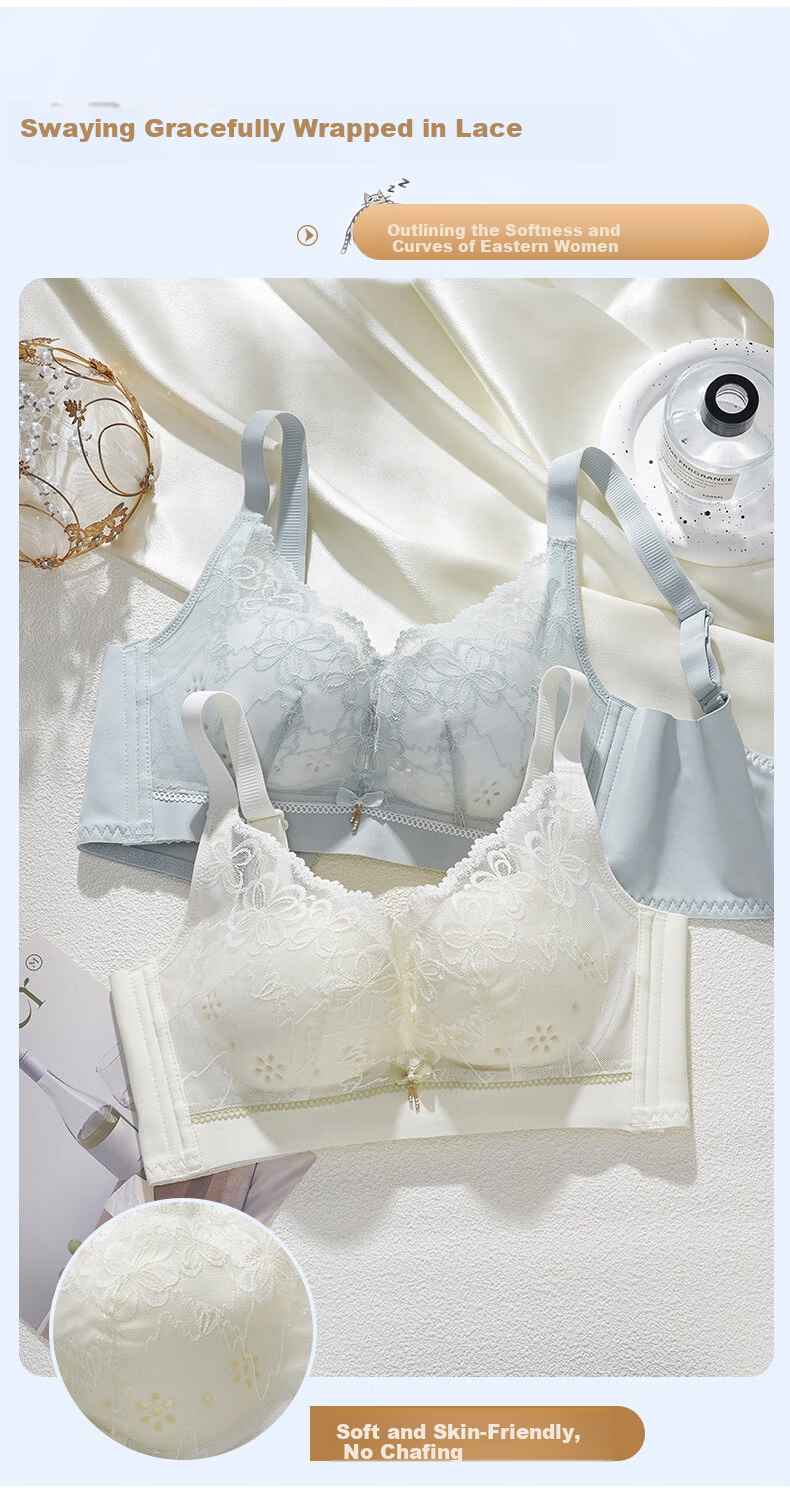 Mankejiao Wireless Push-Up Bra for Women, Minimizes Large Bust, Gathers Small Bust, Side Support, Anti-Sagging, Adjustable, Magnetic-Free, Lifting Bra 3