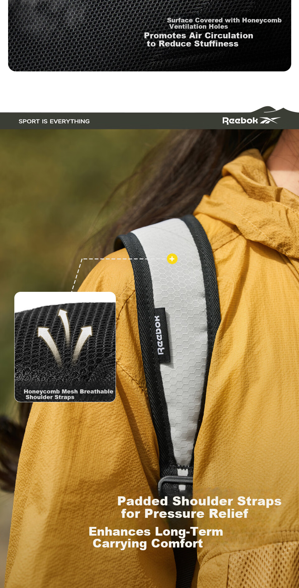 Reebok Lightweight Sports Men's Backpack Outdoor Travel Hiking Mountaineering Water-Resistant Mountain Bag for Women 4