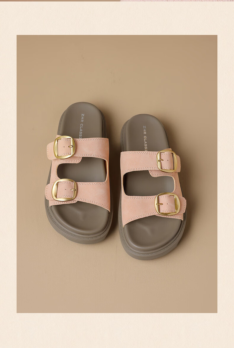ZHR Birkenstock Women's Sandals 2026 Summer New Breathable Casual Slip-On Sandals AY352 Beige Size 35 23