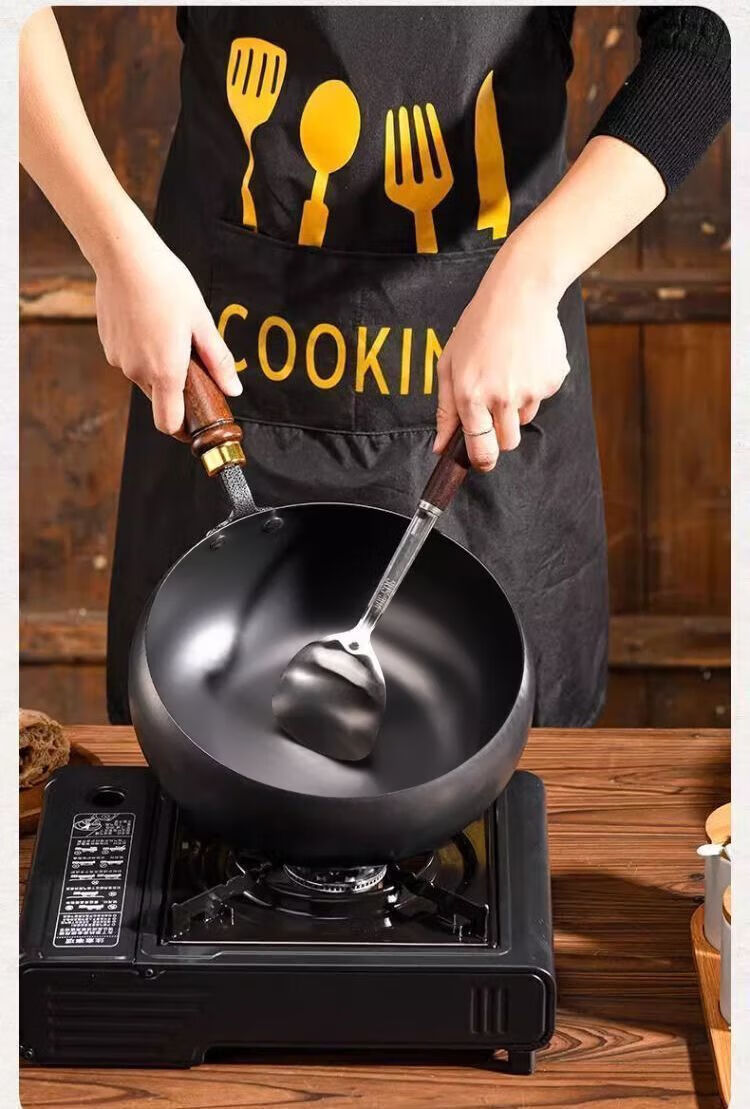 Canbo Large Capacity Non-Stick Iron Frying Pan No Coating Stir-Fry Pan Gas Stove Induction Cooker Compatible 7
