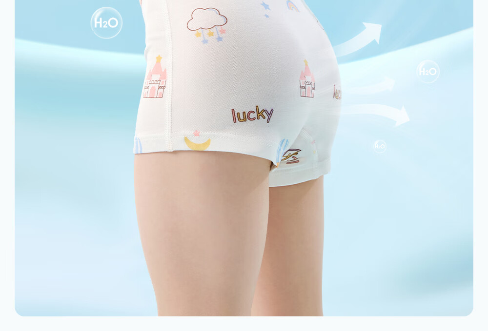 Betis Children's Underwear 7-8 Years Old Girls' Modal Mulberry Silk Boxer Briefs Non-Chafing Four-Pack 16