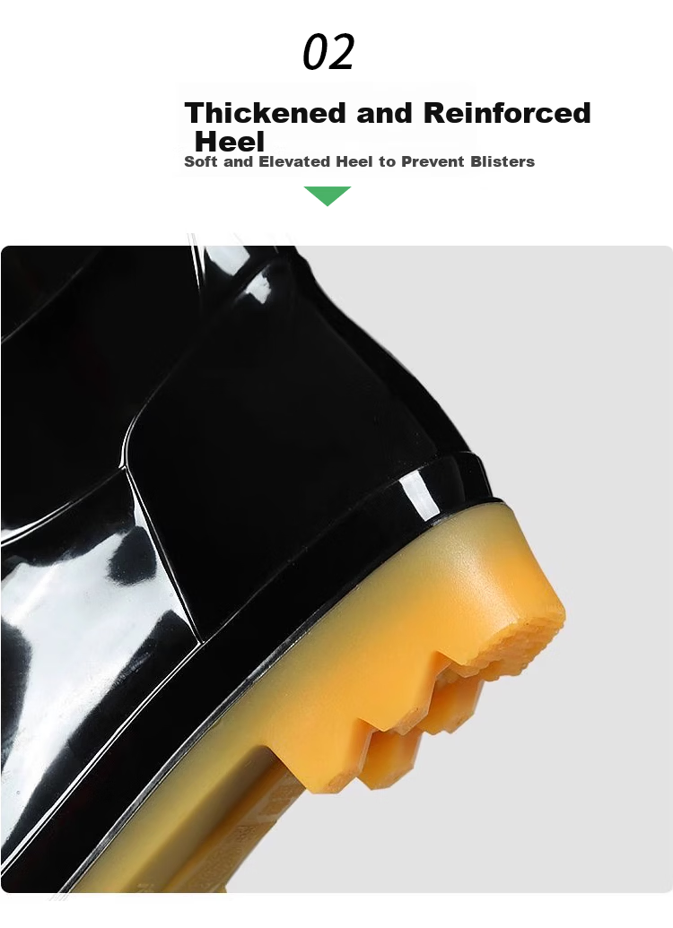Haosikepu Black High Tube Waterproof Outdoor Rain Boots Non-slip Wear-resistant Rubber Shoes Size 43 6