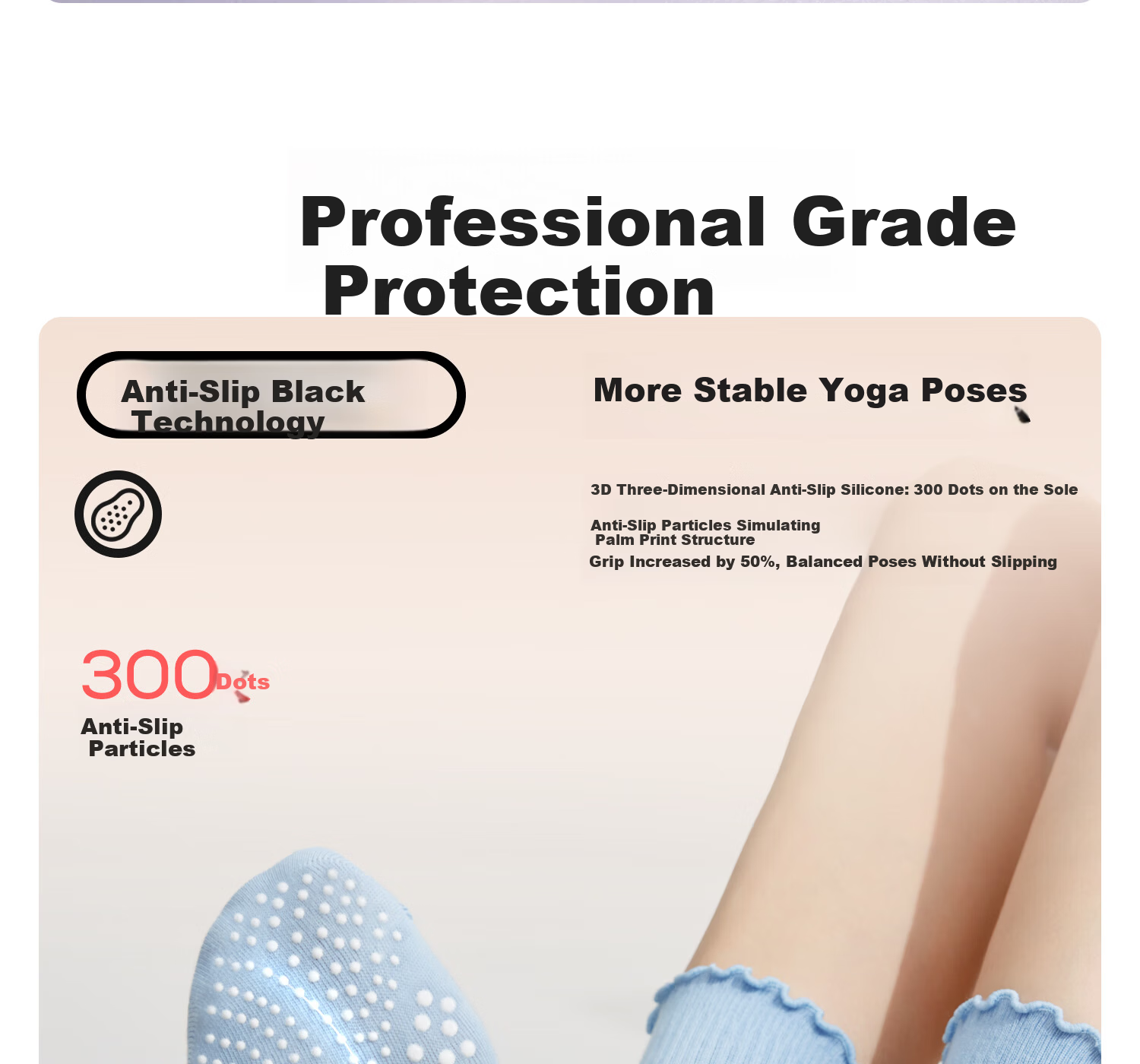 Yottoy Non-Slip Yoga Socks Professional Women's Pilates Knee-High Training Socks Sports Anti-Slip Long Socks Light Cloud Gray 6