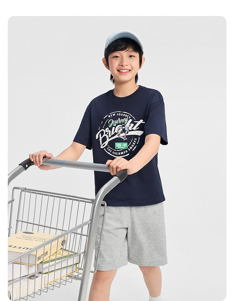 Balabala Boys' Short Sleeve Set Kids' Two-Piece Quick-Dry Comfortable T-Shirt and Pants 2026 New Summer Collection 12