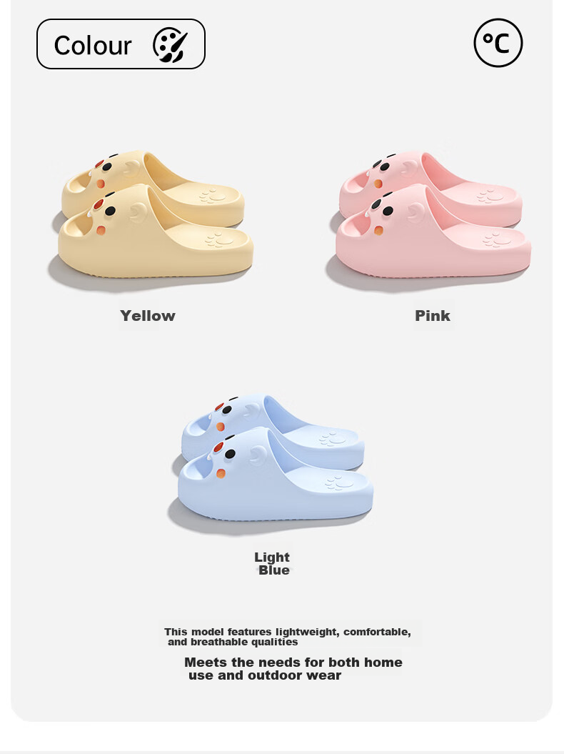She Enjoy Cute Cartoon Style Indoor Bathroom Thick Sole Slippers 3