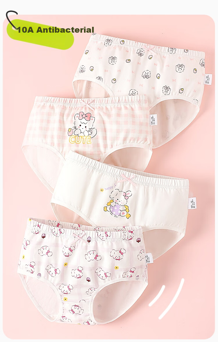 LangSha Kids Girls Cotton A-Class 10-Level Antibacterial Breathable Summer Triangle Underwear Cute Shorts for Older Children 2