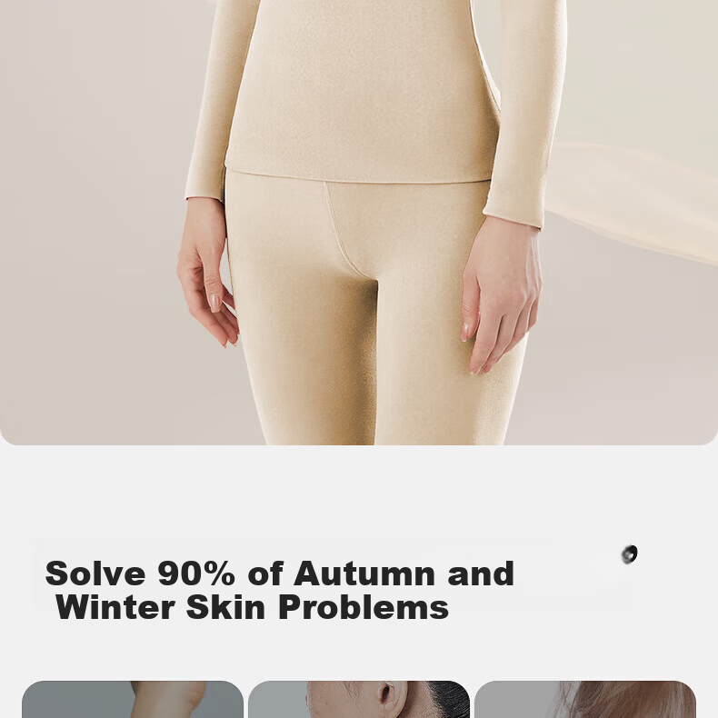 Urban Beauty Women's Seamless Thermal Underwear Set Thickened Autumn Winter Base Layer Cold Resistant 9