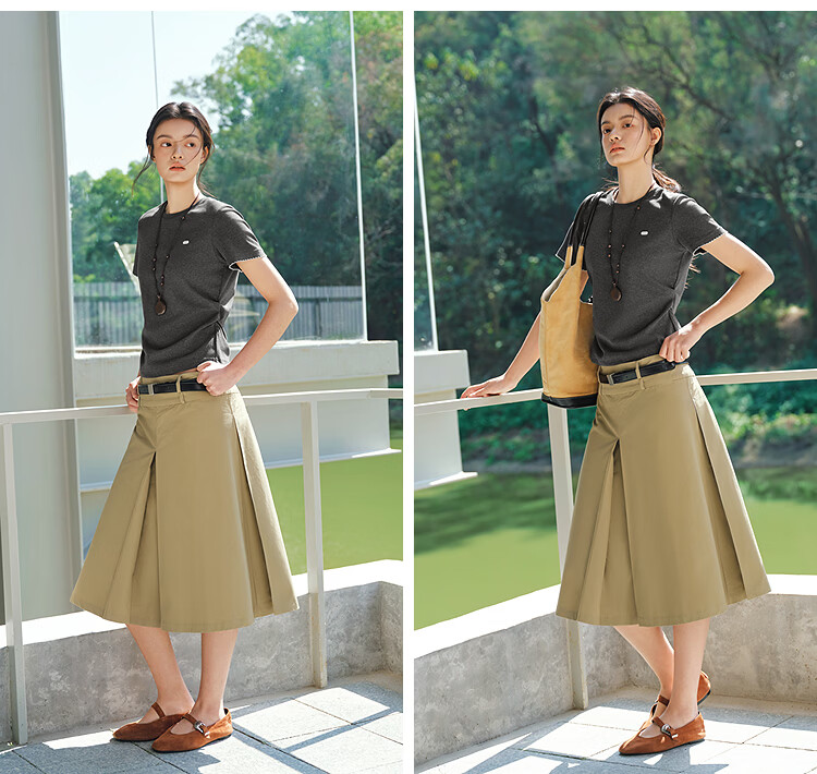 Semir Mall Same Style | Women's Summer Slim Fit Short Sleeve T-Shirt with Pleated Color Block Pullover 2026 Top 101326100048 22