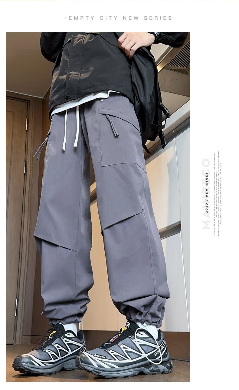Dingfengbaoluo Casual Pants for Men, Summer Loose-Fitting Trousers, Quick-Dry Sports American-Style Outdoor Cargo Pants, 2416 Black M 21