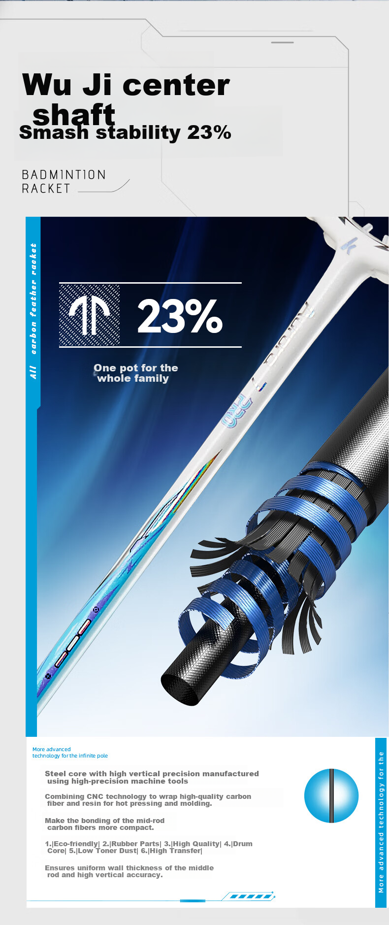 Kawasaki Aurora 7 Pro Full Carbon Ultra-Light Speed Attack Badminton Racket Blue 5U 4