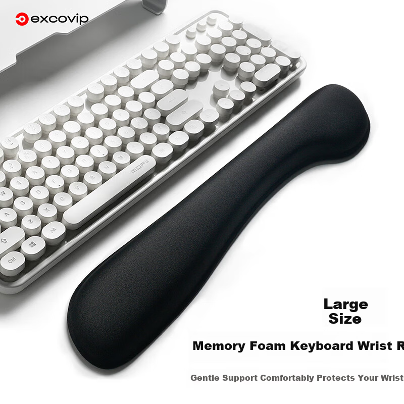 EXCO Memory Foam Keyboard Wrist Rest Ergonomic Mouse Pad Wrist Support 104-Key Keyboard Wrist Pad Anti-Carpal Tunnel Palm Support Large Size 0585 Black 2