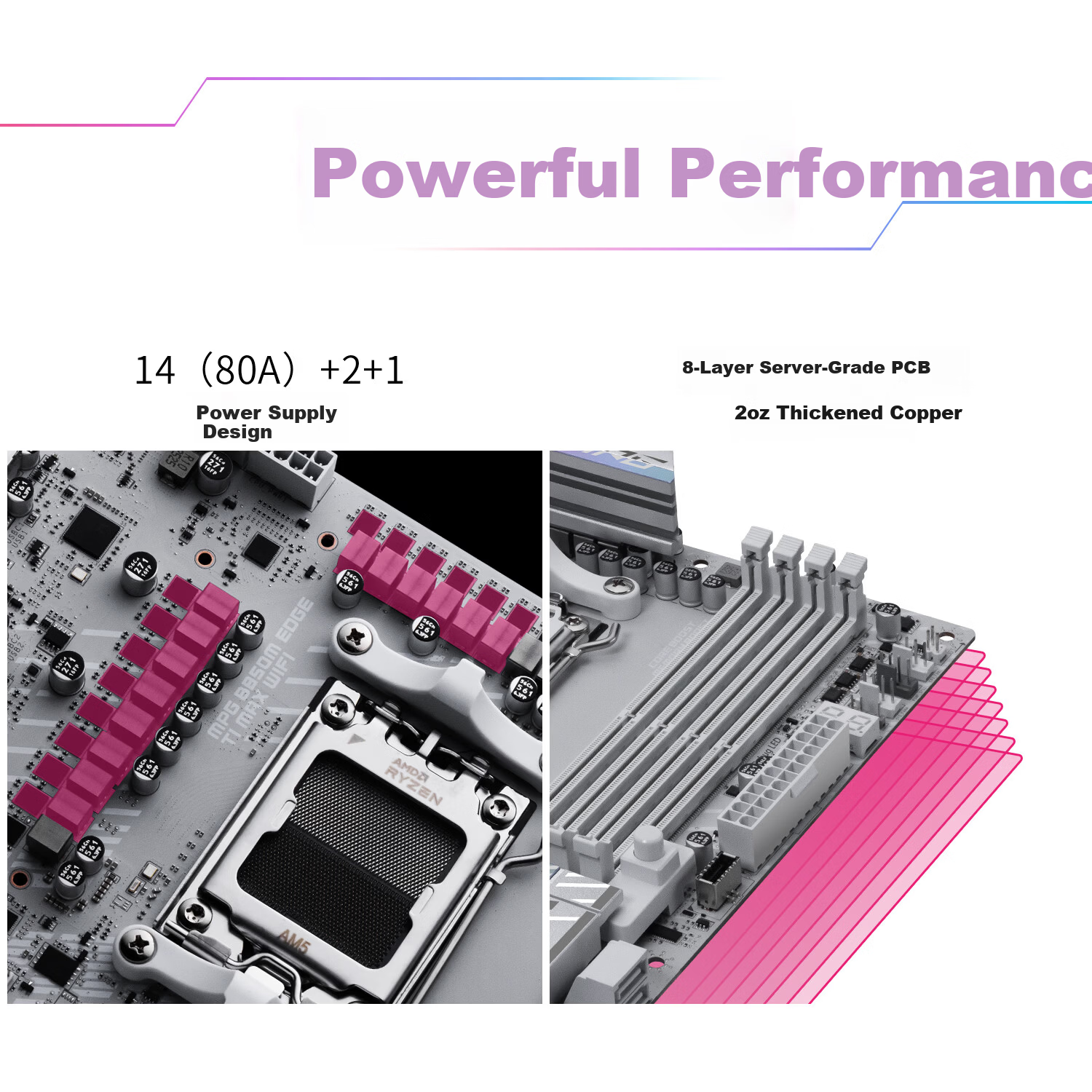 MSI MPG B850M EDGE TI MAX WIFI Blade Titanium Motherboard Supporting CPU 9850X3D/9800X3D/9700X (AMD B850/AM5 Socket) 11