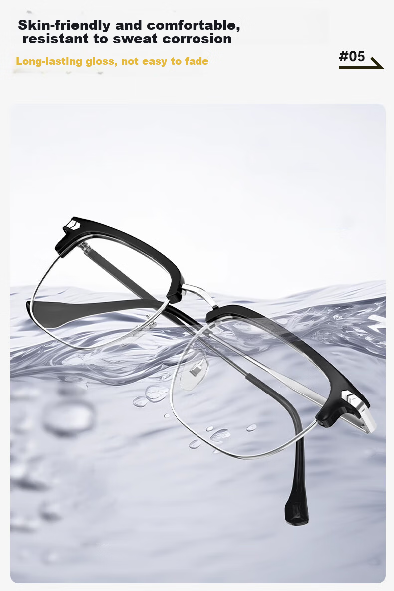 40,000km Ultra-Light Titanium Semi-Rimmed Prescription Glasses Frame for Men, Compatible with Prescription Lenses, Professional Online Customization, Blue Light Blocking Eyewear Frame 10