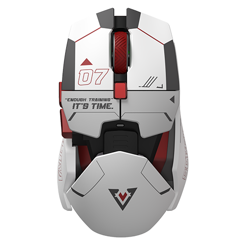 DAREU Ultra07 Wireless Gaming Mouse FPS Three-Mode Right-Hand Lightweight Dual 8K Modular Magnetic Mecha Style Cyber White