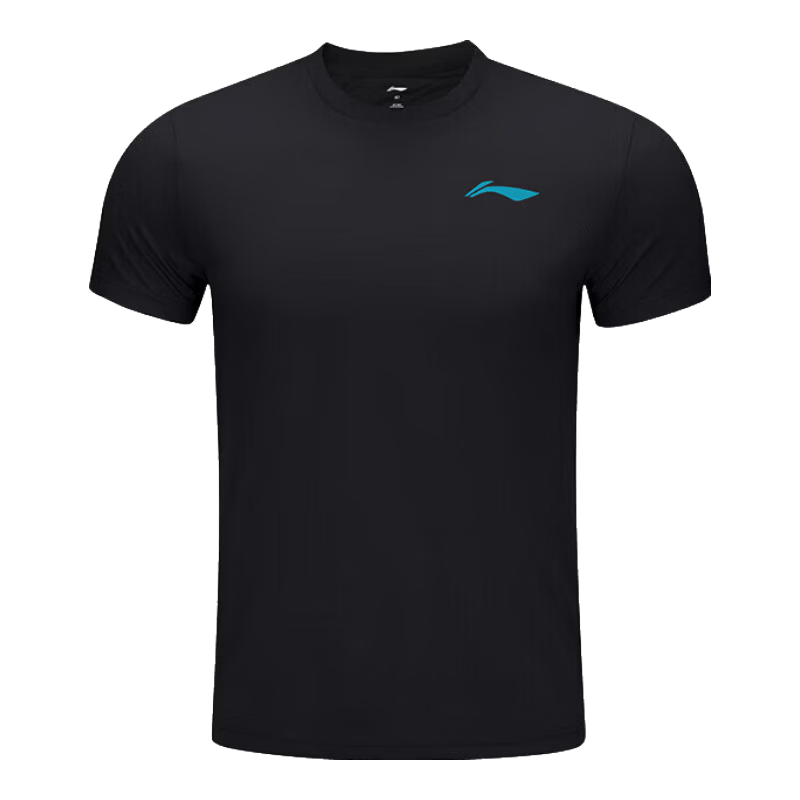 LI-NING Badminton Short Sleeve T-Shirt Sweat-Absorbing Quick-Dry Sports Tee Unisex AHST347 XL Black