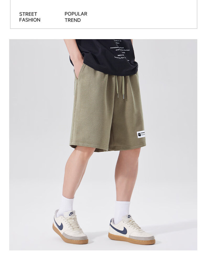 Fingercroxx IT American Style Casual Men's Summer Lightweight Breathable Loose Fit Five-Point Straight Woven Shorts Khaki 3XL 12