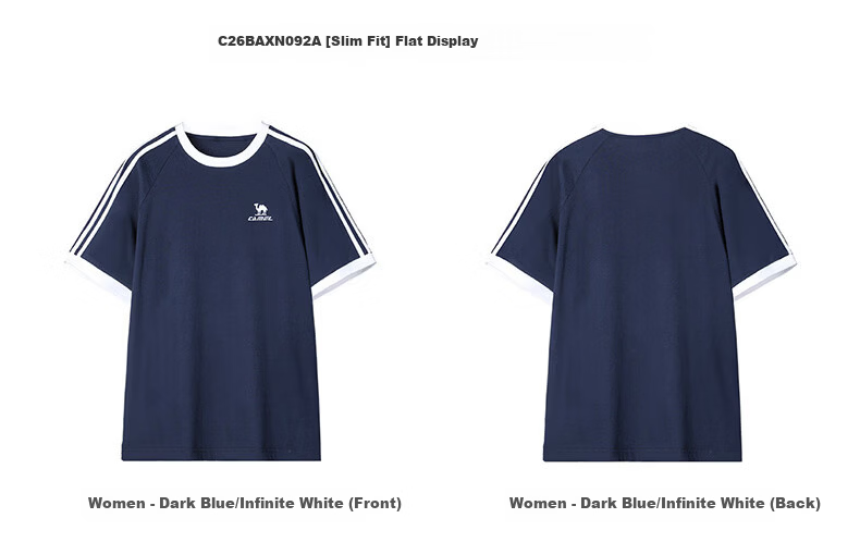 CAMEL Dilireba Style Pure Soft Cotton Oversized Unisex Short Sleeve T-Shirt C36BAXLN090A Dark Blue S 29