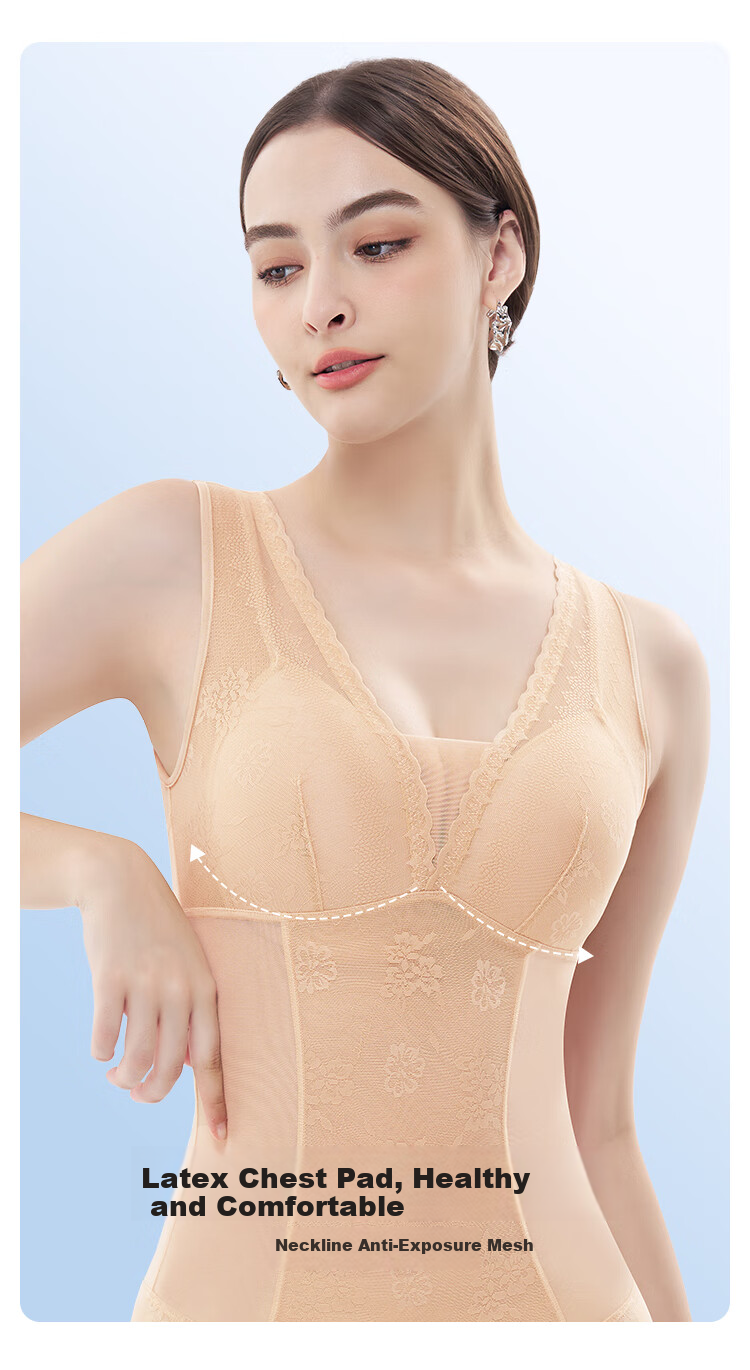 GRACEWELL One-Piece Shapewear Bodysuit Summer Thin Abdomen Control Hip Lift Strong Waist Shaping Slimming Body Shaper Bra-Free 2X 7