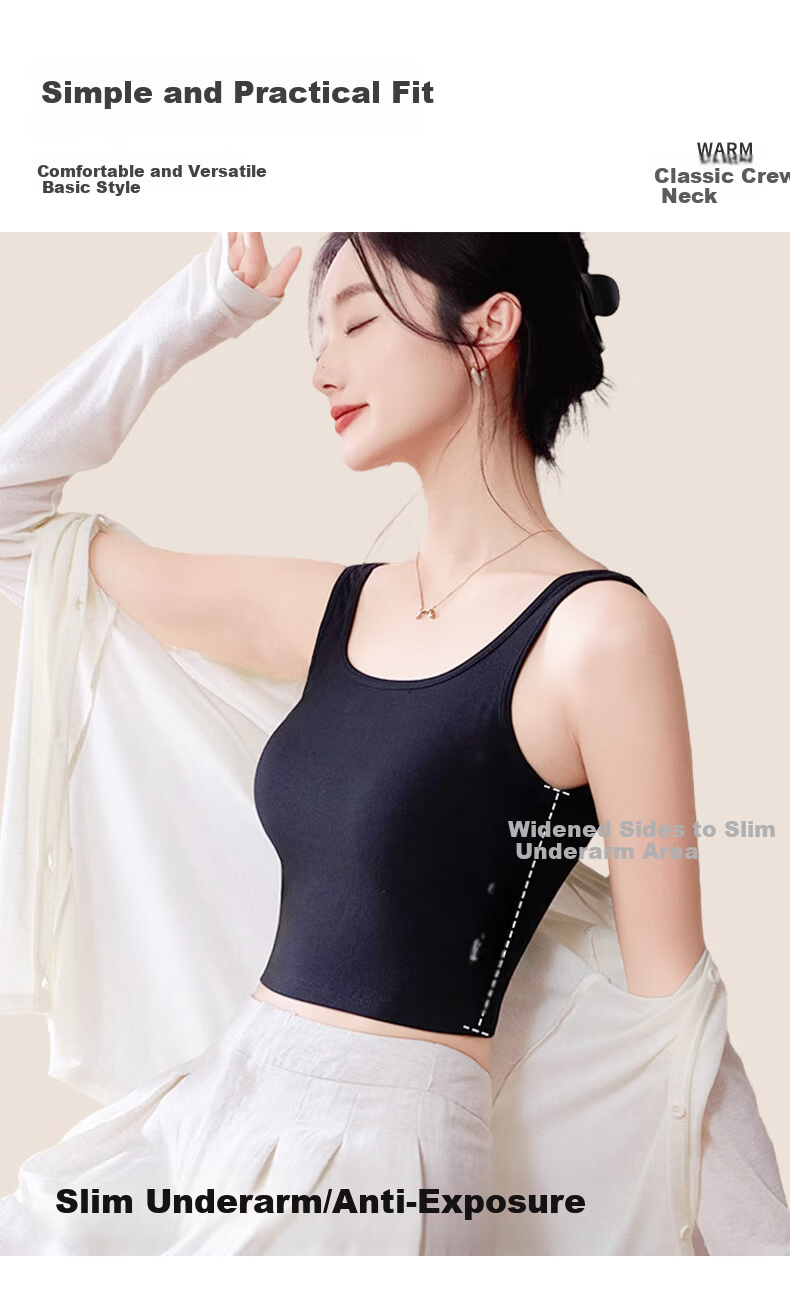Urban Beauty Women's Camisole Vest Spring Summer Integrated Bra with Padding Solid Thin Base Layer Backless Underwear Outerwear Top 7