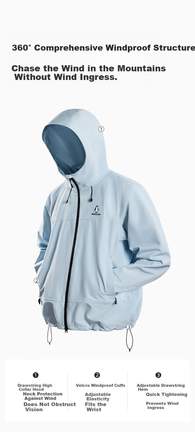 Penguin [Zeng Hui Same Style] Yulin Hard-core Windproof Waterproof Outdoor Sports Jacket M36BA31008 13