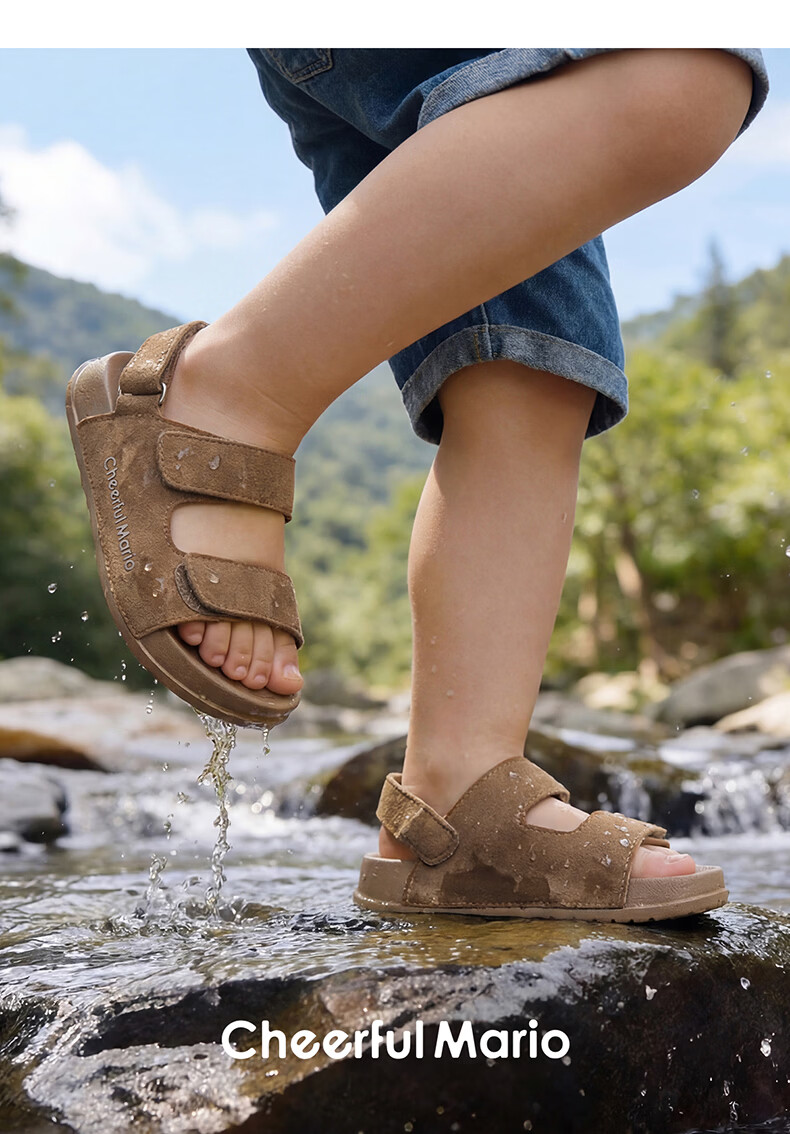 Cheerful Mario 2026 Summer New Girls' Sandals Kids Boys Soft Sole Breathable Outdoor Children Big Kids Beach Shoes 17
