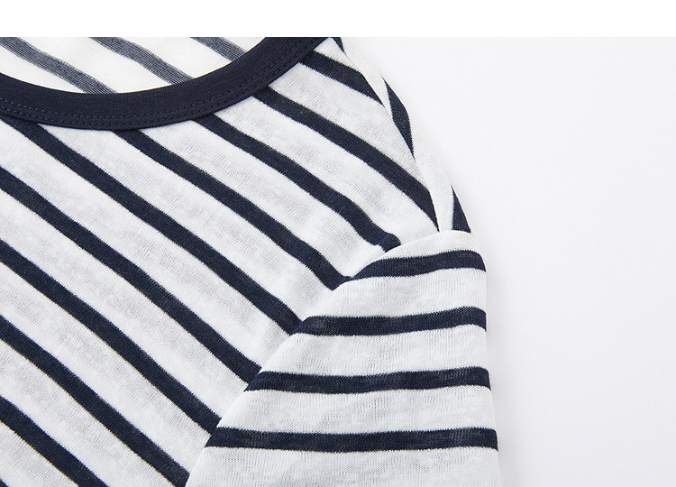 Demana Cloud Cotton Summer Simple Round Neck Striped Letter Embroidered Loose Slimming T-Shirt for Women Premium Feel 13
