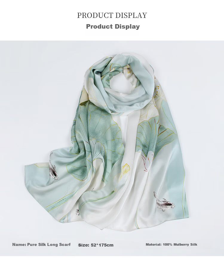Shanghai Story Silk Scarf for Women with Ebony Wood Massage Comb Gift Box 100% Mulberry Silk Satin Scarf Practical Birthday Gift 5