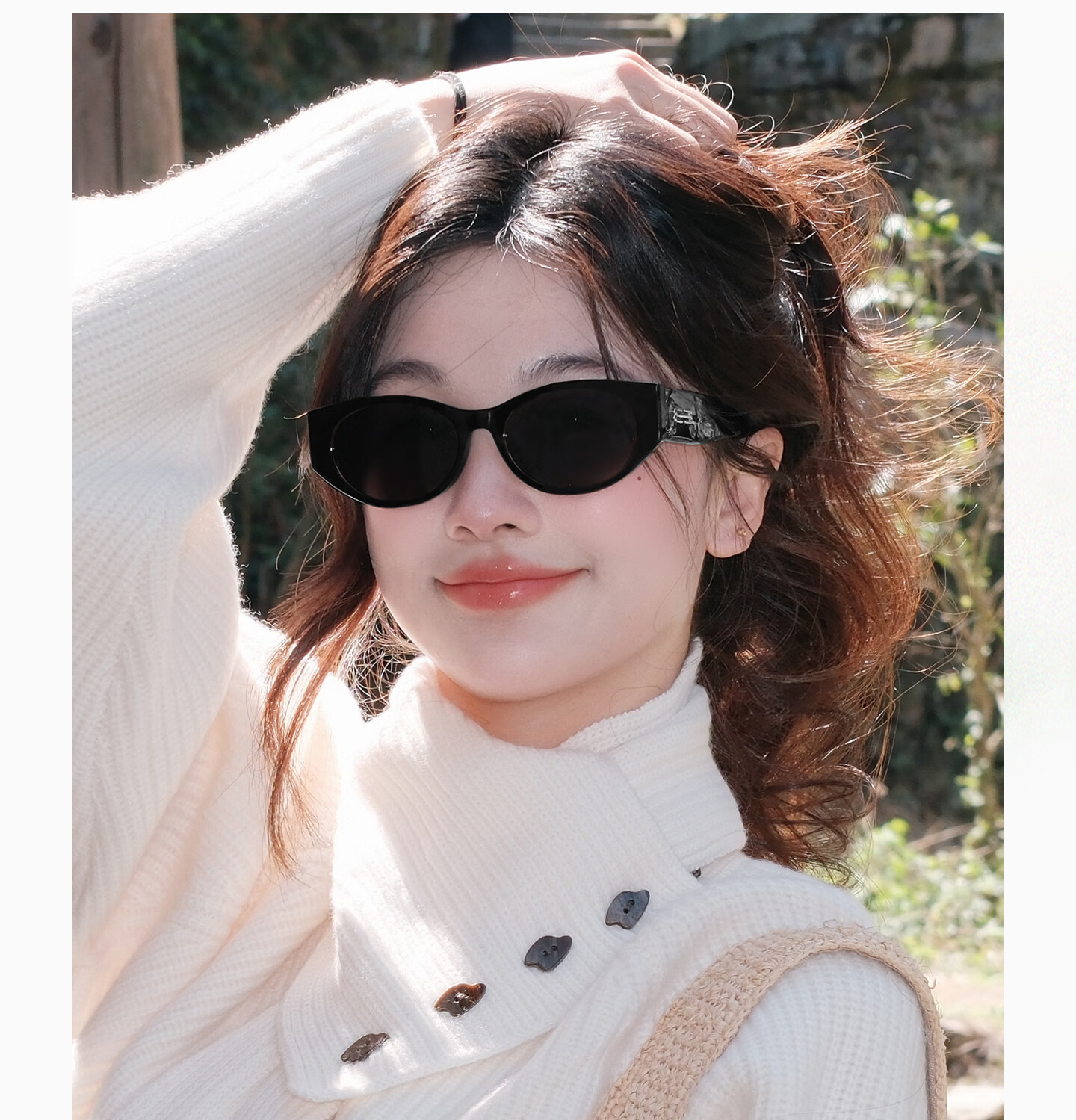 CAPONI Cat Eye Polarized Sunglasses for Women UV Protection Driving Glasses Slim Face Stylish 19