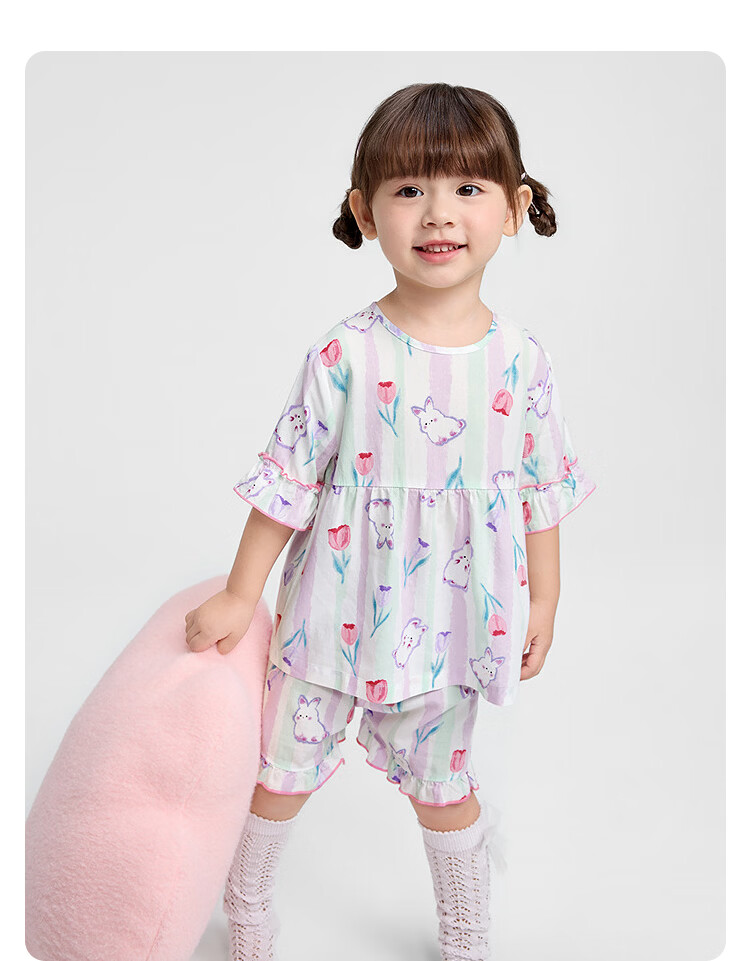Balabala Baby Summer Pajama Set Air-Conditioned Clothing Anti-Cold Children's Homewear Lightweight Cool Comfortable 20