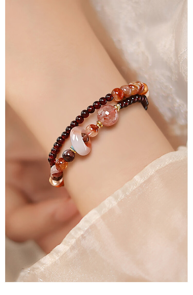 Elegant Style Amethyst Bracelet Black Gold Agate Double Circle Stackable High-End Jewelry Anniversary Birthday Gift for Women 8