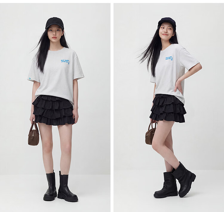 Semir Mall Style | Women's Summer Short Sleeve T-Shirt Embroidered Print Loose Drop Shoulder 2026 Boutique Clothing 101326100037 13