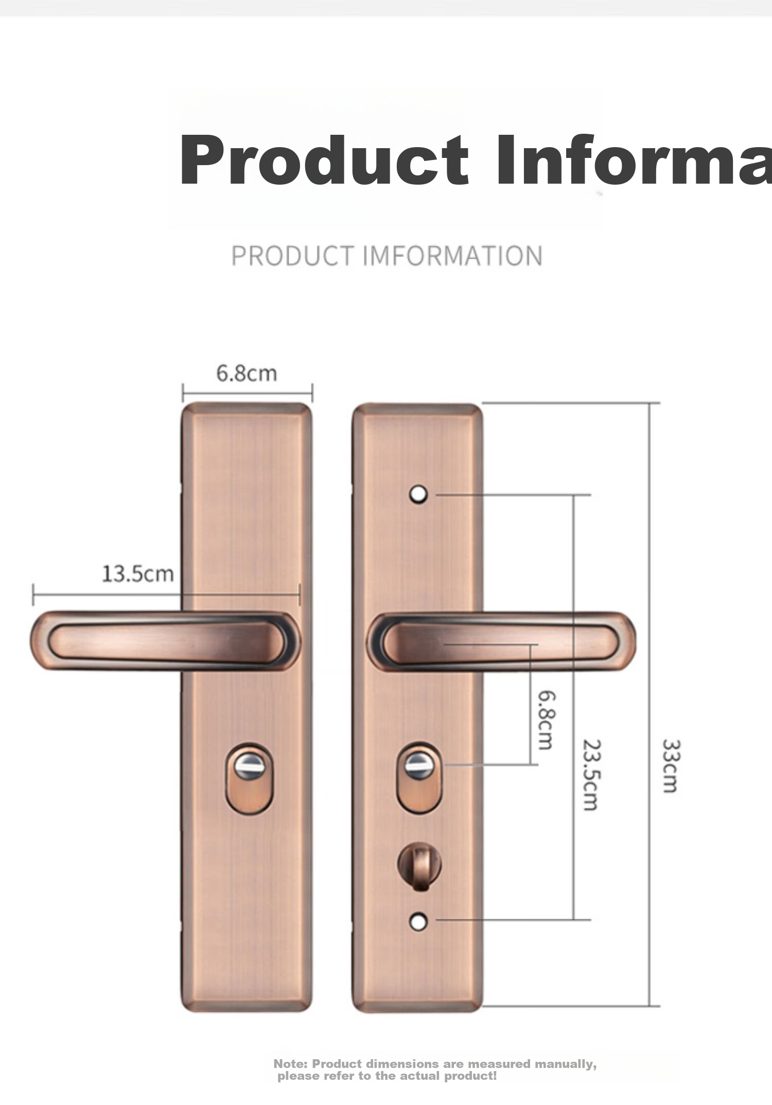 Chugong Door Handle Anti-theft Door Lock Pull Handle Pry-resistant Entry Door Lock Handle Red Bronze (Excluding Lock Body and Cylinder) 4
