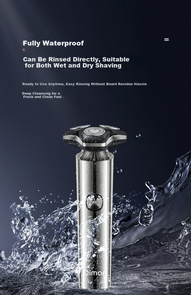 Qiman Electric Shaver for Men Rotary Beard Trimmer Waterproof Rechargeable Portable with 3 Replacement Blades Gift for Father Husband Birthday Valentine's Day 13