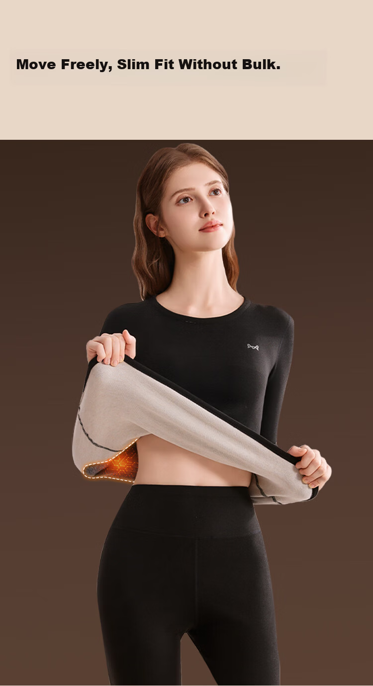 MiiOW [Mink Cashmere Acetate Wool Silk] Women's Thermal Underwear Set Autumn Long Johns and Knee Warmers 15