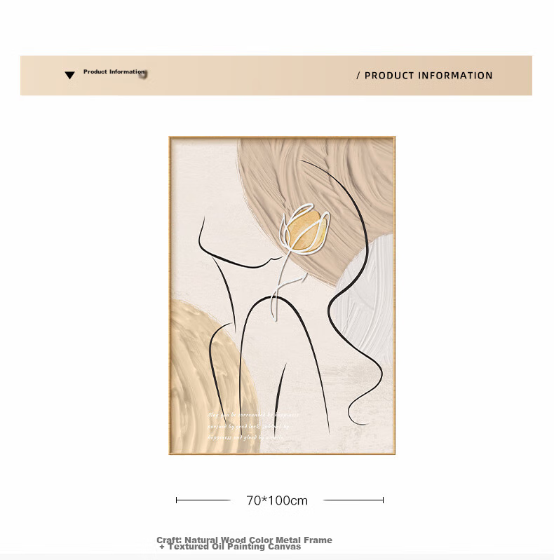 Haojiubujian Cream-Style Living Room Decorative Painting, Large-Scale Figure Line Art, High-End Abstract Wall Painting, Sofa Background Wall Floor-Standing Artwork 13