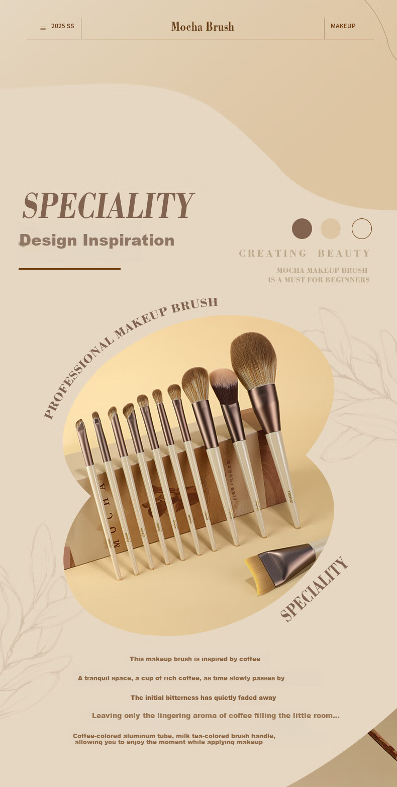 MSQ 12-Piece Mocha Makeup Brush Set - Loose Powder Brush, Blush Brush, Foundation Brush, Concealer Brush, Highlighter Brush, Eyeshadow Brush Beauty Tools 2