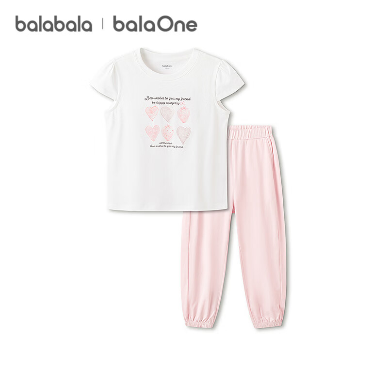 Balabala Girls' Short Sleeve Set Children's Mid-to-Older Kids Two-Piece 2026 New Summer Sweet Comfortable Quick-Dry Cooling