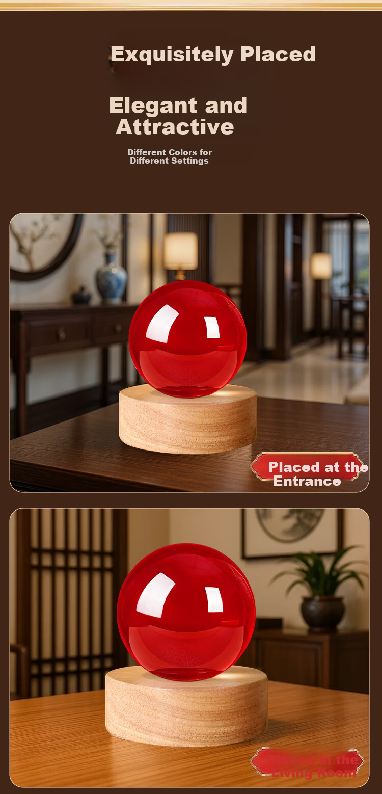 Bin Yue Red Crystal Ball Ornament Lucky Red Crystal Ball Feng Shui Decoration Opening Ceremony Living Room Housewarming Gift 8cm 5