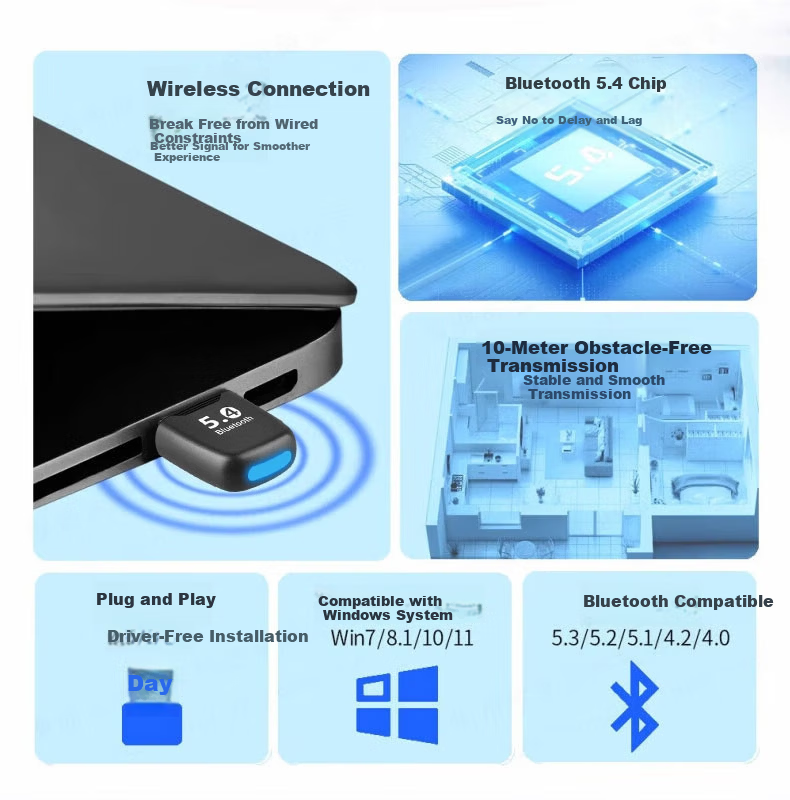 Yinwangsi [Over 100K Sold Online] Desktop Computer Bluetooth Headset Microphone 2-in-1 Wireless Ear-Hanging Laptop USB Receiver Conference Use 12