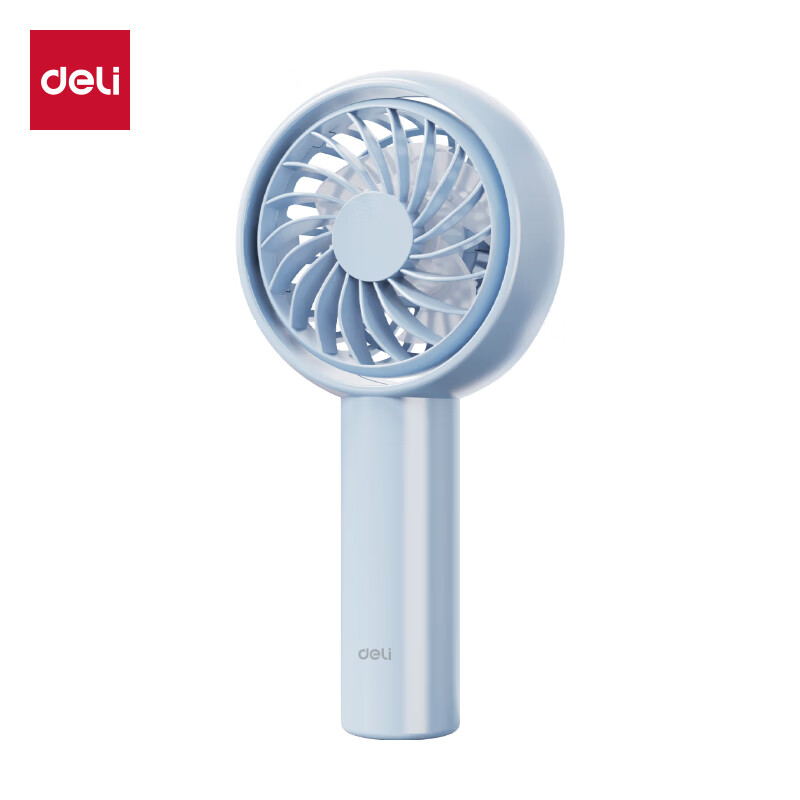 Deli Handheld Mini High-Speed Energy-Saving Portable Personal Fan Outdoor Office Student Dormitory Children Long Battery Life [5-Speed Adjustment] Outdoor Travel LK114 Blue